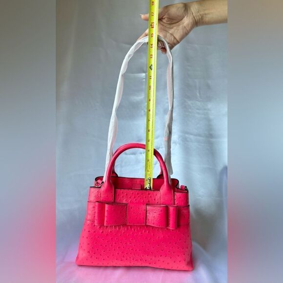 Kate Spade Bright Pink Ostrich Leather Satchel w/ Bow - NWT - Original Dust Bag - Picture 12 of 12